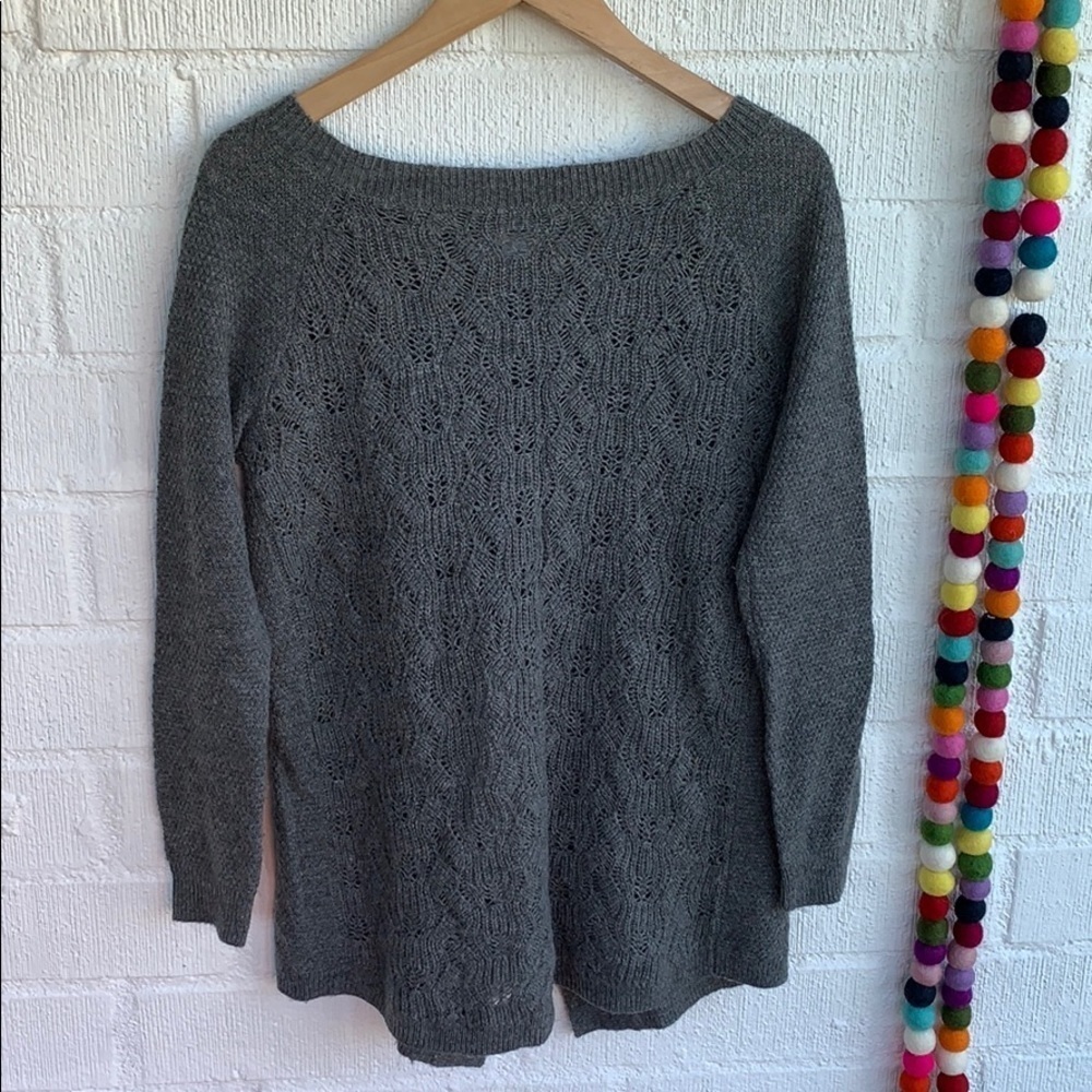 Caslon Cable Knit Detail Open Back Long Sleeve Sweater sz XS
